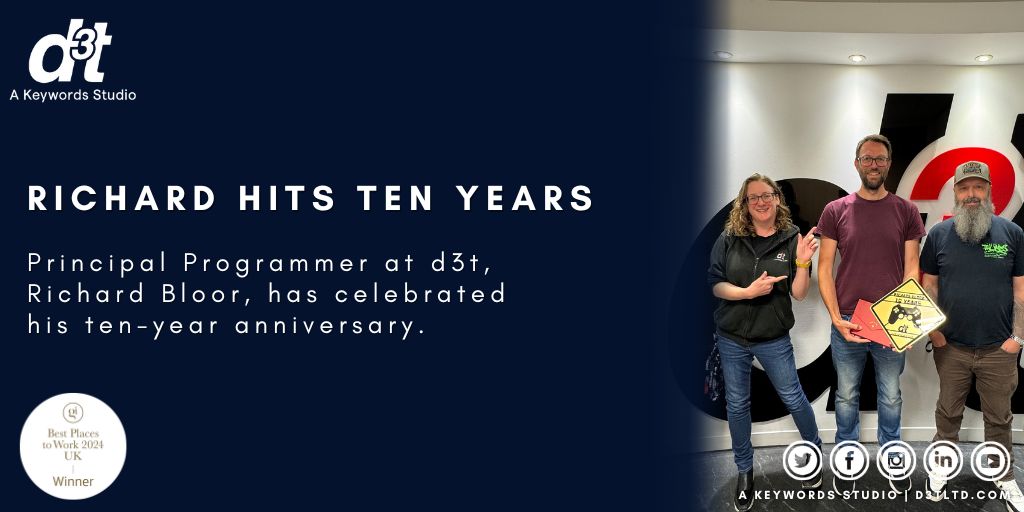 Richard Bloor reaches 10-years at d3t